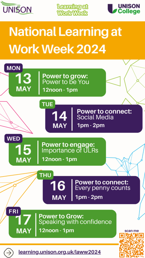UNISON College Learning at Work Week timetable 2024